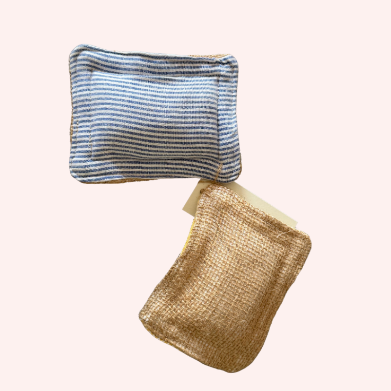 Handmade Linen Sponge | Yellow & Blue
