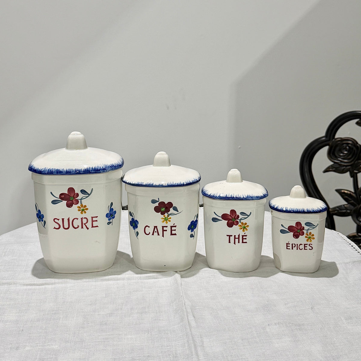Set of Vintage Canister | Blue Flowers