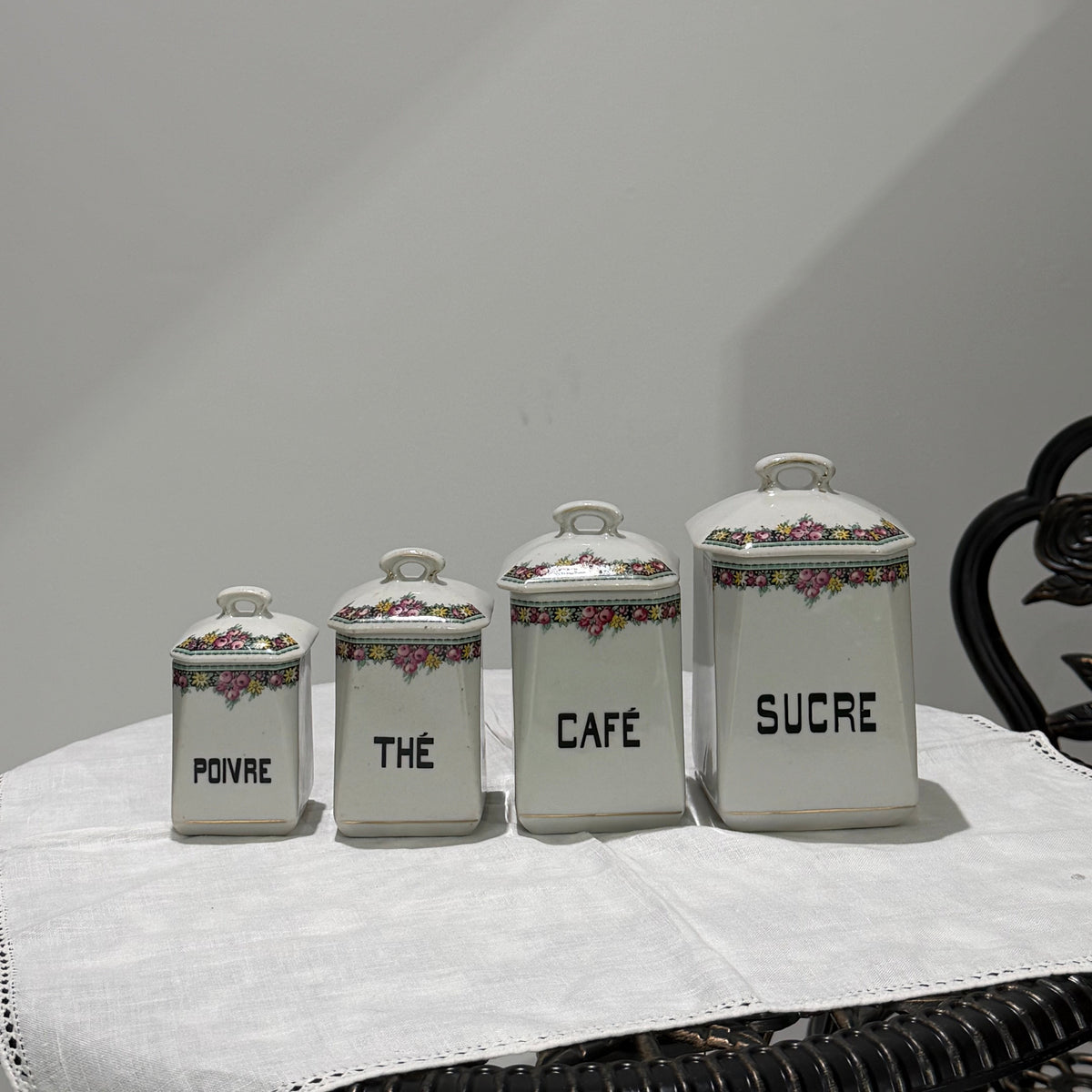 Set of Vintage Canister | Dark Floral