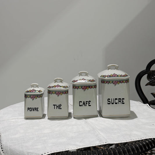 Set of Vintage Canister | Dark Floral