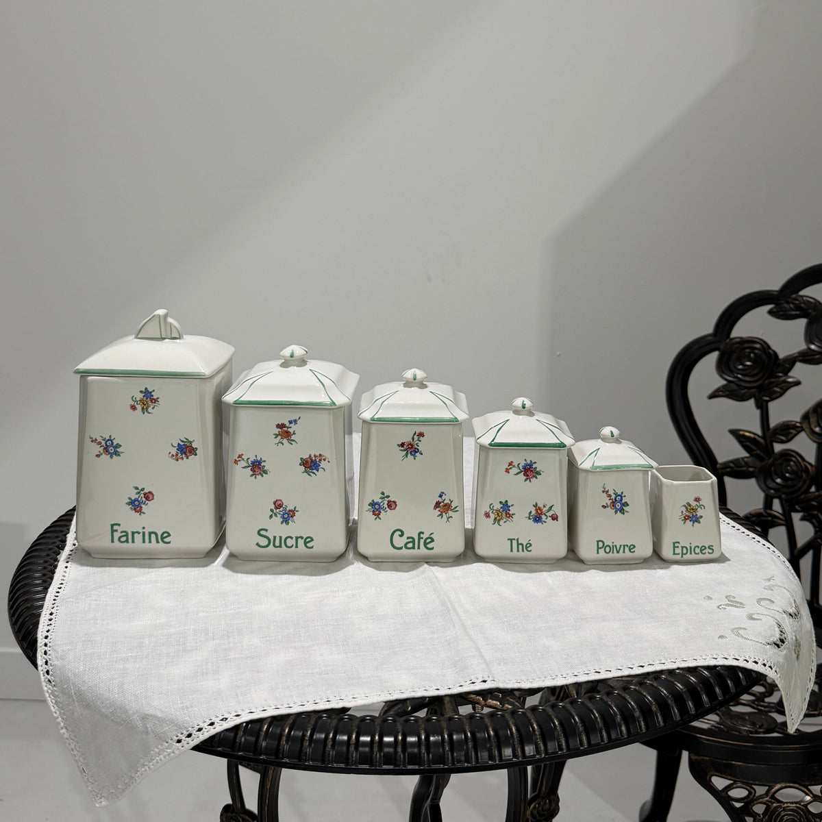 Set of Vintage Canister | Green Floral