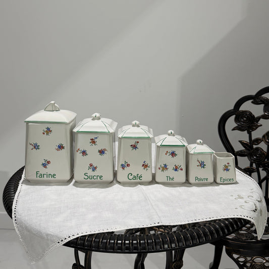 Set of Vintage Canister | Green Floral