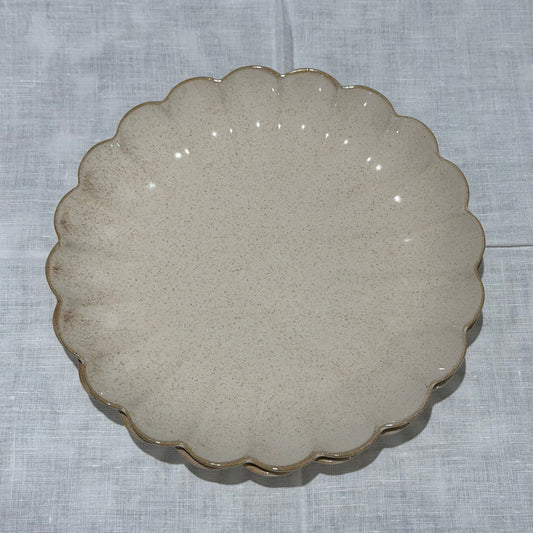 Taupe Scalloped Edge Plate