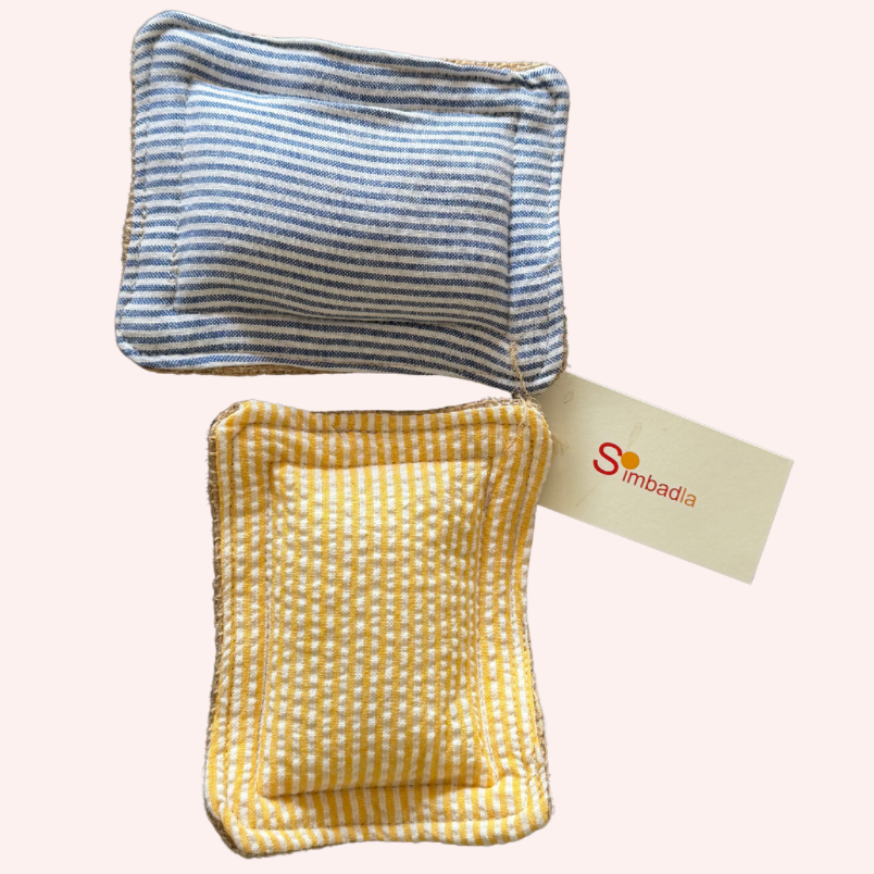 Handmade Linen Sponge | Yellow & Blue